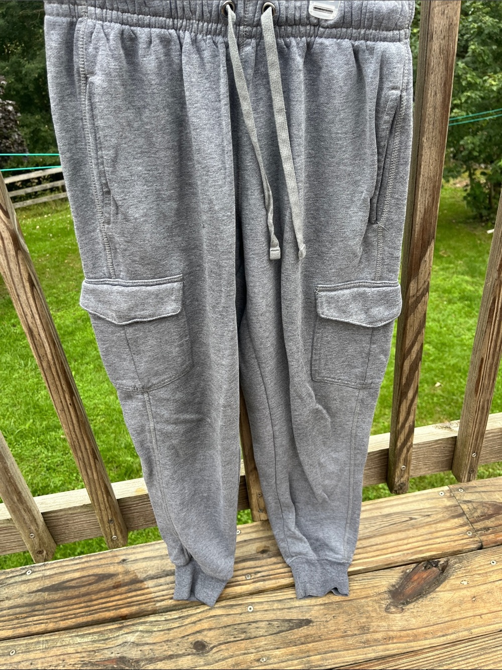 Men's Gray Cargo Joggers with Drawstring Waist